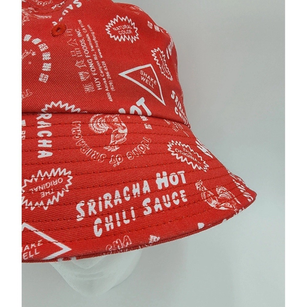 Sriracha Bucket Hat One Size Certified Awesome Chili Hot Sauce Red White - Picture 2 of 10